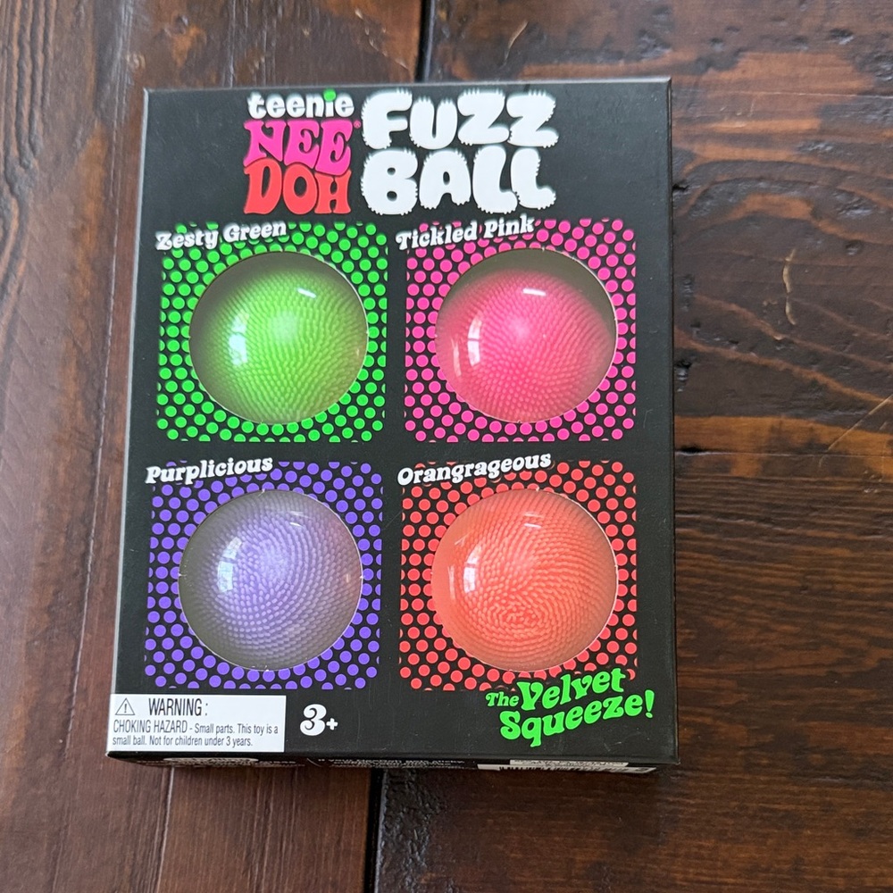 Teenie Nee Doh Fuzz Ball 4-Pack - Green, Pink, Purple, Orange
